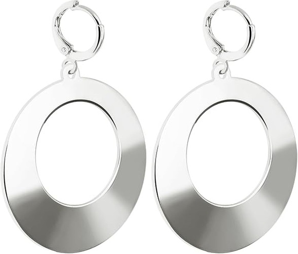 S SUSANN Jewelry - Women 14k Silver Plated Geometric Round Dangle High Polished Surface Earrings